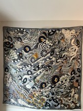110x110 43in Silk Scarf Artistic Print Large Square Wrap