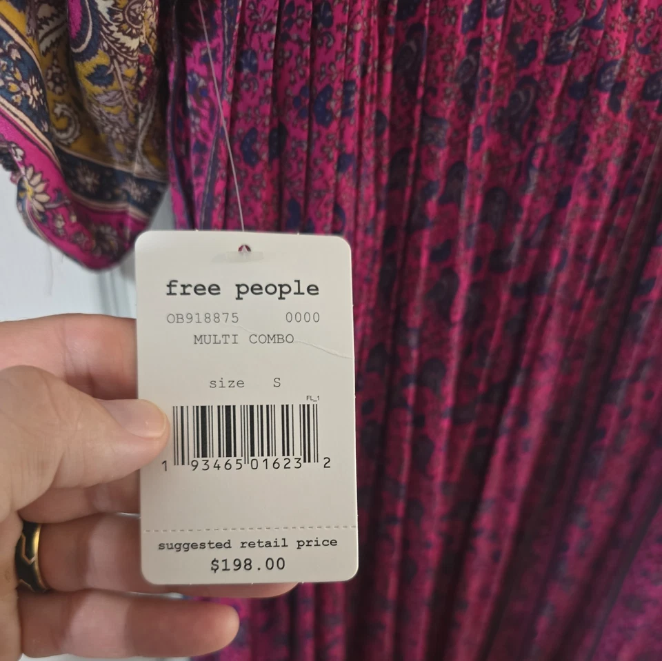 NUEVO CON ETIQUETAS FREE PEOPLE What You Want Maxi Vestido boho, único RARO TALLA PEQUEÑA Foto 4 de 4