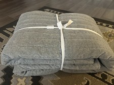 Pottery Barn Hudson Heather Handcrafted heathered GRAY FULL QUEEN quilt New
