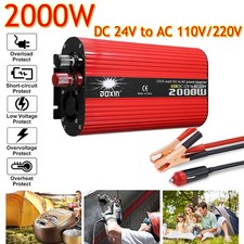 2000W Peak Pure Sine Wave Power Inverter Converter DC 24V to AC 110V USB Port US