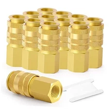 PCS 1/4-Inch Universal Brass Female Industrial Coupler,1/4 1/4" FNPT 12 Yellow