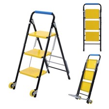 TOPWAY 3 Steps Steel Trolley Ladder 150Kgs