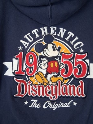Disney Adult Jacket S Dark Blue Fleece Hoodie Full Zip Authentic 1955 Disneyland