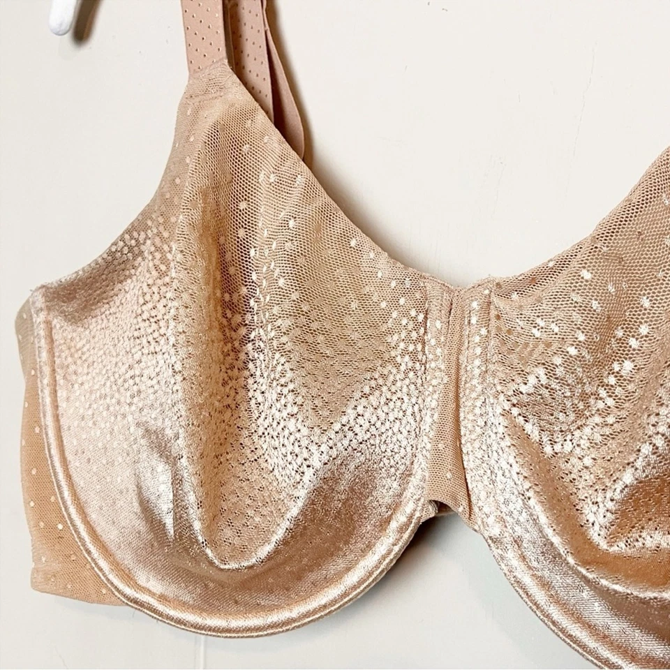 Sutiã Wacoal Back Appeal Underwire 40DD 40E cobertura total bege bronzeado alisamento nude - Imagem 3 de 4