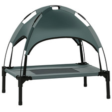 Elevated Dog Bed With Removable Canopy Outdoor Pet Cot 24 Inch Gray