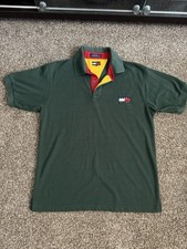Tommy Hilfiger Vintage 90s Green Polo Shirt Made in USA Size Large Embroidered