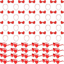 48 Pcs Valentines Heart Head Boppers Headbands and Heart Sunglasses for Party Ac
