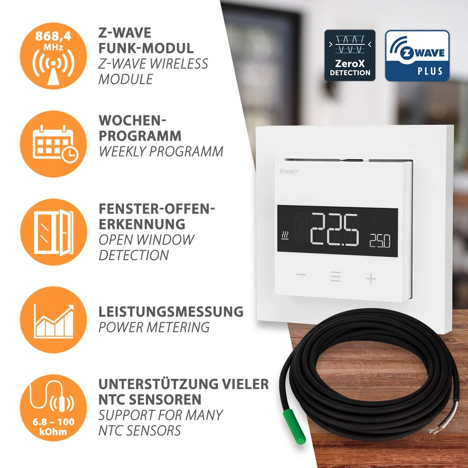 Thermostat Heatit Z-TRM6 Z-Wave Raumregler Touchscreen Raumthermostat Steuerung - Bild 4 von 4