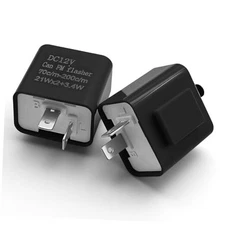 2PCS 12V LED Flasher Relay 2 Pin, Turn Signal Flasher, Motorcycle Speed Black