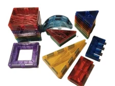 Magna-Tiles Lot of 33 Magnetic Building Tiles Mixed Colors & Shapes STEM Used