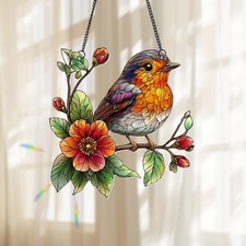 Robin Bird Acrylic Suncatcher, Nature Window Hanging Mother s Day Gift