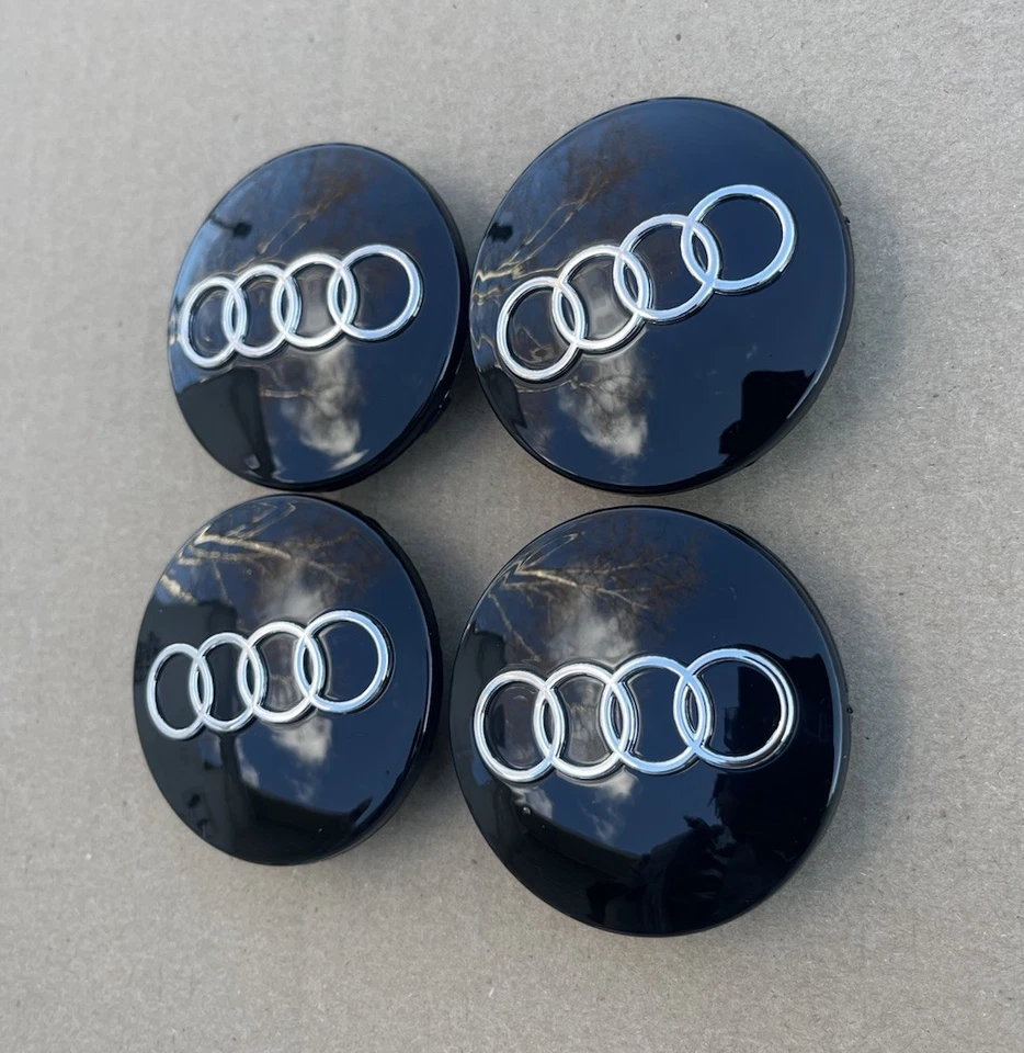 Juego (4 piezas) Tapacubos Centrales Llanta Cromo Negro Audi 68MM Repuesto 4B0601170A Foto 3 de 4