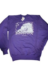 Vtg 90s POLAR BEAR w/ Cubs SM S Sweatshirt ALASKA Snowflakes Grandma
