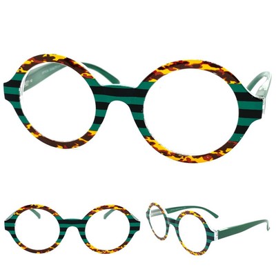 Women's Classic Funky Modern Retro READING Eye Glasses Readers Round Frame +1.75