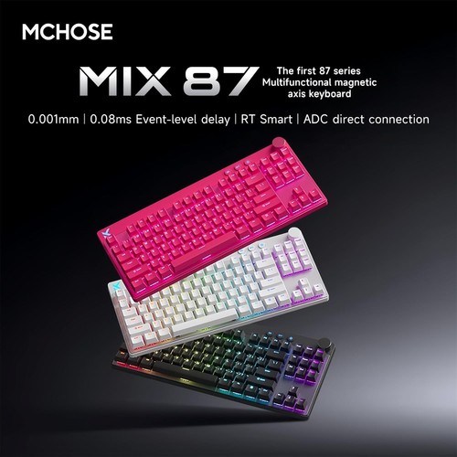 MCHOSE Mix 87 Hall Effect Magnetic Switch Gaming Keyboard ~ Rose Red - Bild 2 von 9