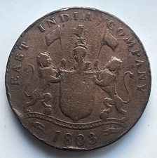 British East India Company 20 Cash Coin 1803 Rare