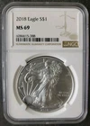 2018 $1 American Silver Eagle Dollar NGC MS69