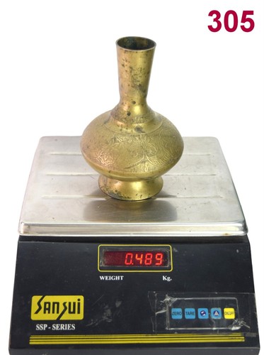 Etched Design Brass Flower Vase Collectible Metal Table Décor Surai Pot. G7-1028 - Picture 9 of 9
