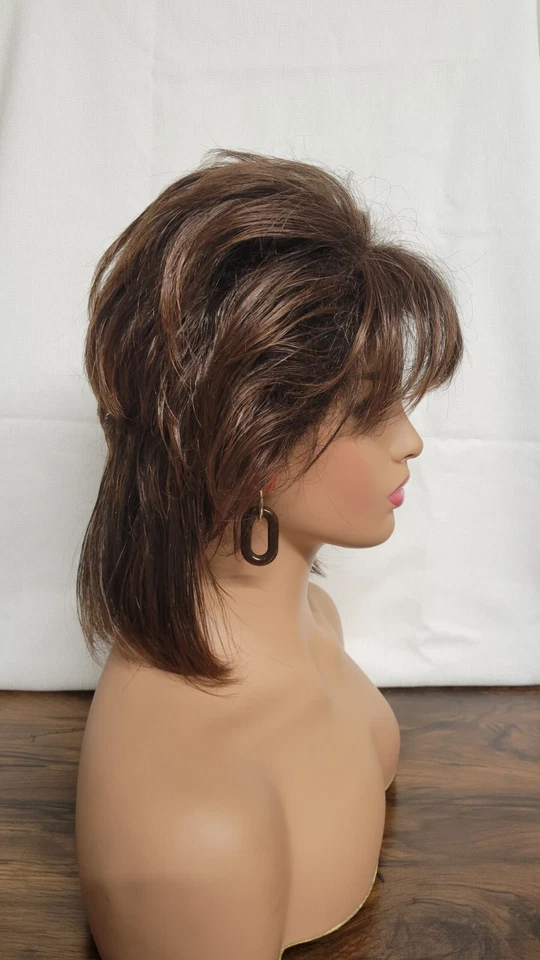 RETRO! PELUCA DE HOMBRO EN CAPAS TEXTURIZADA MARRÓN NATURAL ORIGEN JAPÓN/BEVERLY JOHNSON Foto 3 de 4