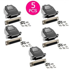 5x DB25 D-SUB 25-Pin Female Solder Cup Serial Connector Metalized Plastic Hood