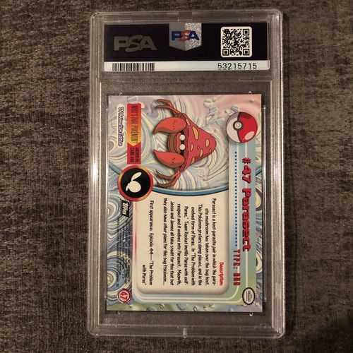 #47 Parasect Topps TV Animationsserie 1 schwarzes Logo Pokémon Karte PSA 10 EDELSTEIN MT - Bild 3 von 3
