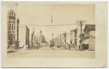 Real Photo Postcard Downtown Street State Bank Kewaunee WIsconsin WI RPPC