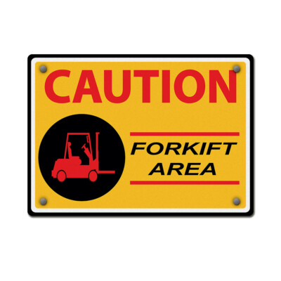 Horizontal Metal Sign Caution Forklift Area Weatherproof Street Signage