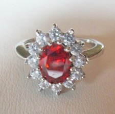 Entourage Ring Silber 925 rhodiniert Zirkonia rubin - 18 mm Innendurchmesser