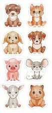 500 pcs Sticker Seals Roll Cute Baby Animals Theme Semi Gloss Self Adhesive NEW