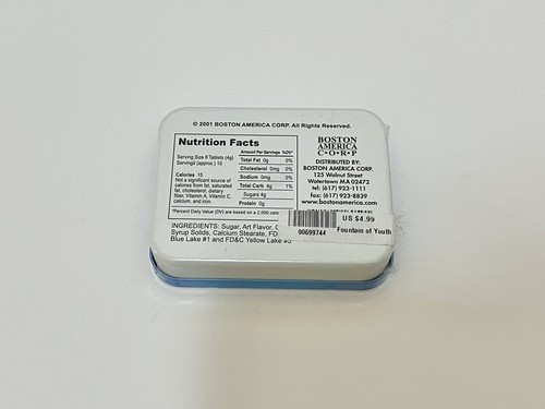 Fountain Of Youth Breath Mints Extra Strength Tin Boston America Corp New Sealed - Picture 2 of 3