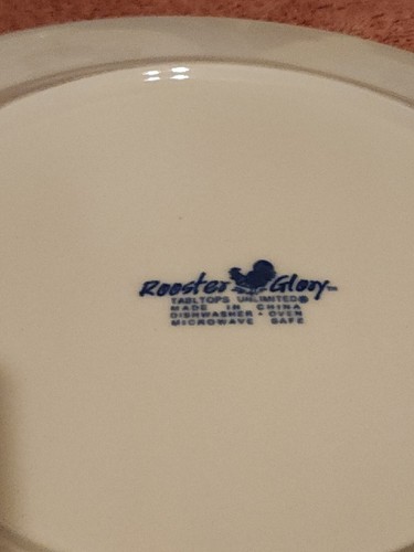 Lot of 4 Tabletops Unlimited 10" Dinner Plates ROOSTER GlORY EUC Yellow/Blue - Picture 3 of 3