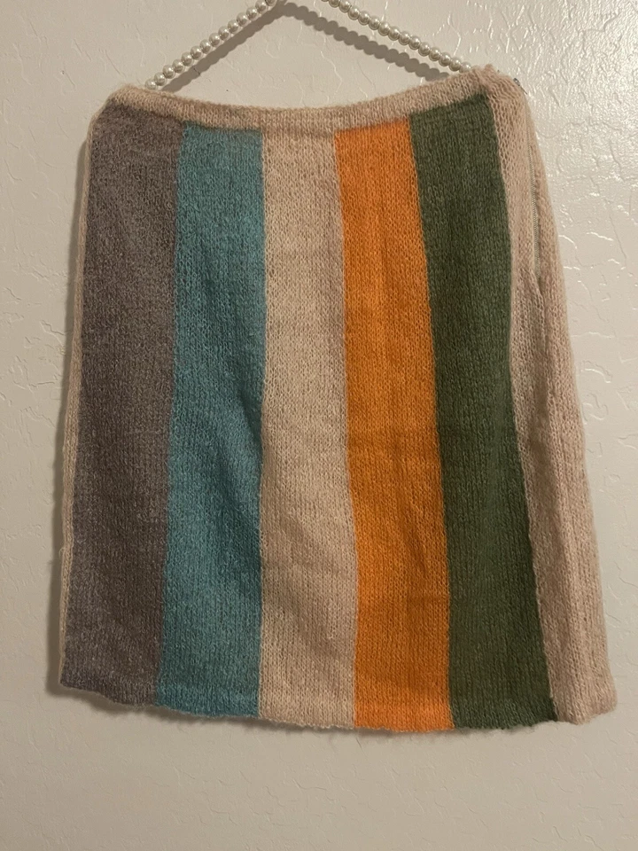 Hand Knit Wool Skirt With Lining OS