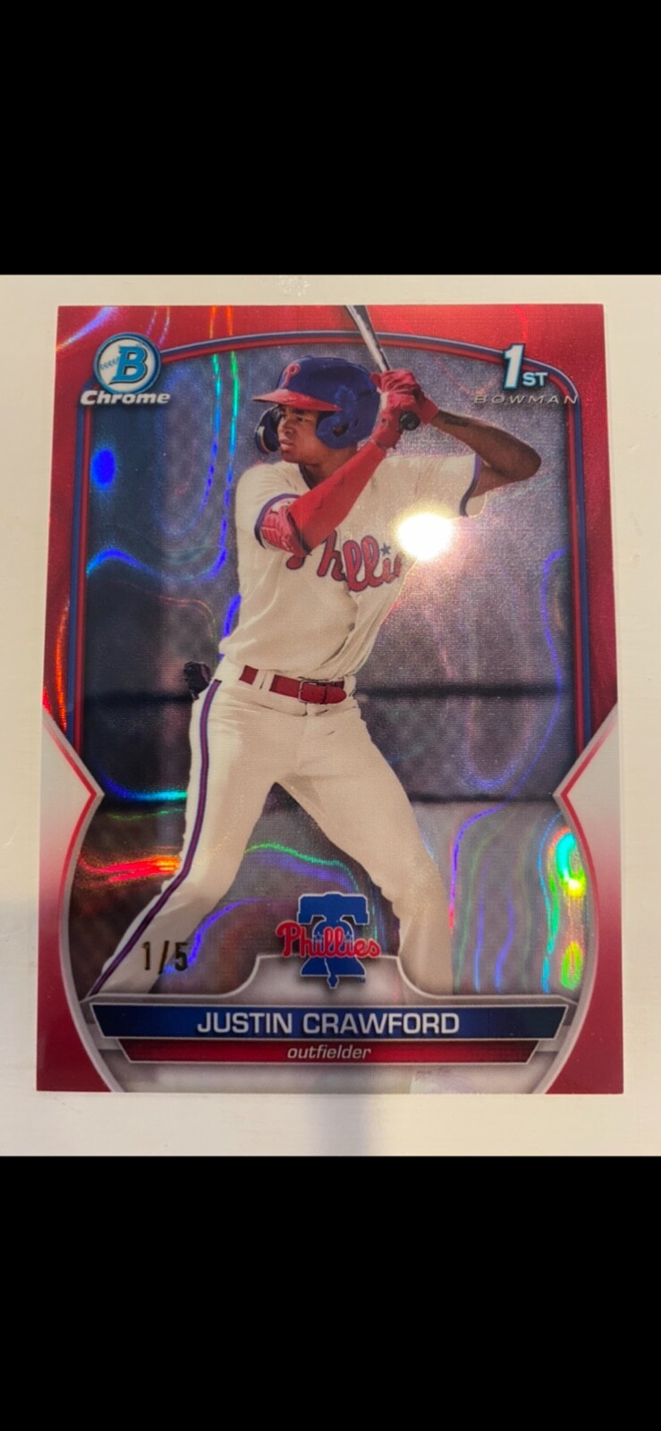2023 JUSTIN CRAWFORD /5 1st Bowman Chrome Prospects RED LAVA REFRACTOR BCP-3 🔥