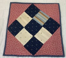 Vintage Patchwork Quilt Table Topper Or Doll Crib Quilt, Nine Patch, Early Print
