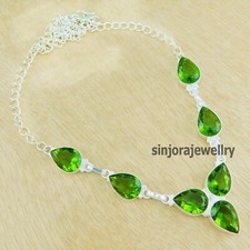 Peridot Gemstone Jewelry 925 Sterling Silver handmade Gift Necklace 18"