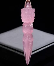 Premium Natural Large Rose Crystal Vajra Ritual Scepter