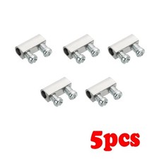 5x M3 Steel Wire Rope Clamp Double Hole Clip with End Screw Stopper Silver Tone