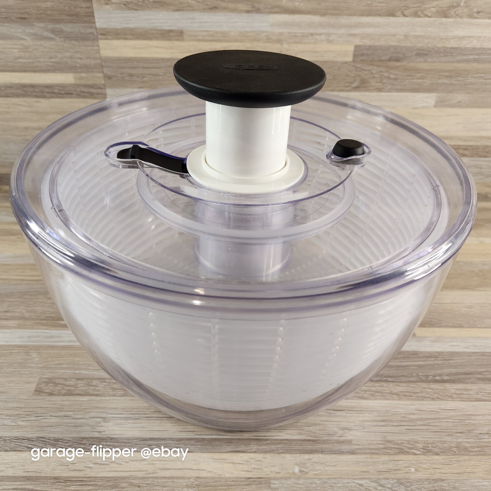 Salad Spinner OXO 10.5 Inch 6 Qt Easy Push Salad Tosser Clear With Bowl Colander-image