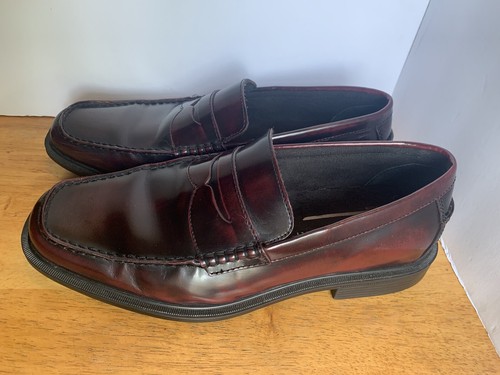 Men's size 10.5 Rockport Classic Penny loafers Burgundy Oxblood Leather Slip on - 第 3/11 張圖片