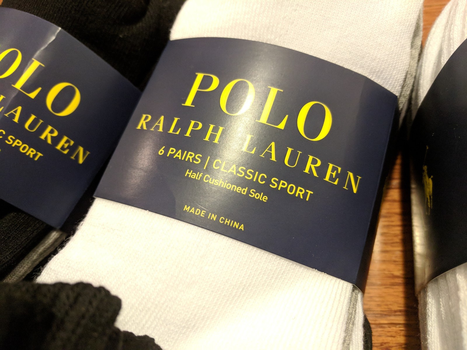 Polo Ralph Lauren 6 Pair Pack Classic Sport Cushioned Sole Quarter Crew Socks  thumbnail 3