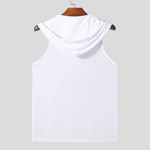 INCERUN Hombres Sin Mangas Sudaderas con Capucha Malla Transparente Informal Camisetas sin Mangas Chaleco Camiseta Deportiva - Imagen 10 de 14