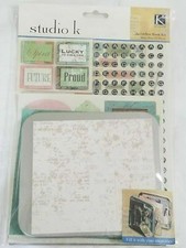 NEW Studio K Breeze Accordion Book Kit Scrapbook Metal Tin 3D Stickers Paper -E