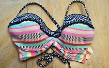 SHADE SHORE SUMMER LIGHT LIFT HALTER MID-KINI BIKINI TOP 38C MULTICOLOR NEW