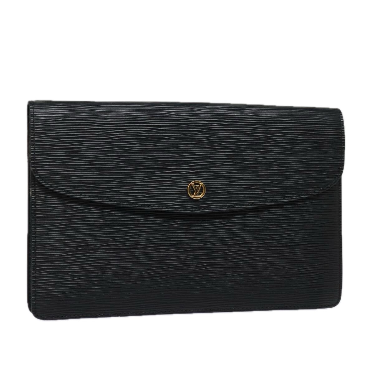 LOUIS VUITTON Epi Montaigne 27 Clutch Bag Black M52652 LV Auth 