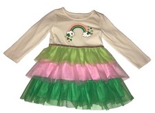 ST. PATRICK  S DAY 18M TUTU DRESS LAYERED TULLE RAINBOW SHAMROCKS LONG SLEEVE NWT