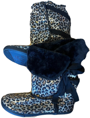 SUGAR Leopard Print Sequin Faux Fur Lined Boots Sleepers, Sz  display picture 3