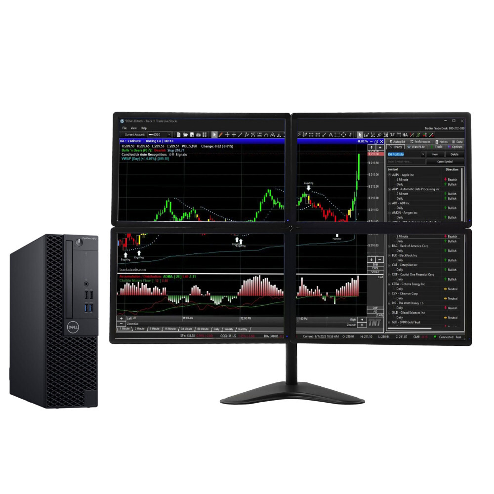 4 x 19"" Monitor Dell Trading PC - i5 8500 - 16GB RAM - 500GB SSD - WIN11