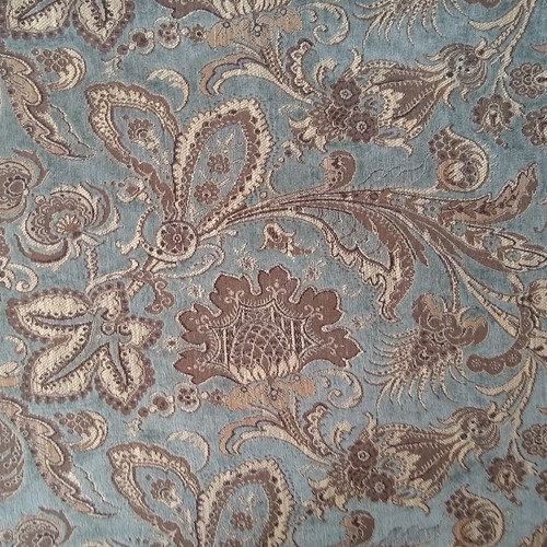 1.5 YARDS x 52" Upholstery Fabric Home Chenille Damask Soft Blue, Brown, Gold