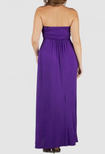 24seven Comfort Apparel Womens Purple Strapless Maxi Dress Plus Size 3X - Picture 3 of 3