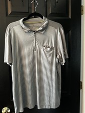 Tailorbyrd 1/4 Zip Sz Medium Polo Shirt Gray Stripe Performance Golf Logo